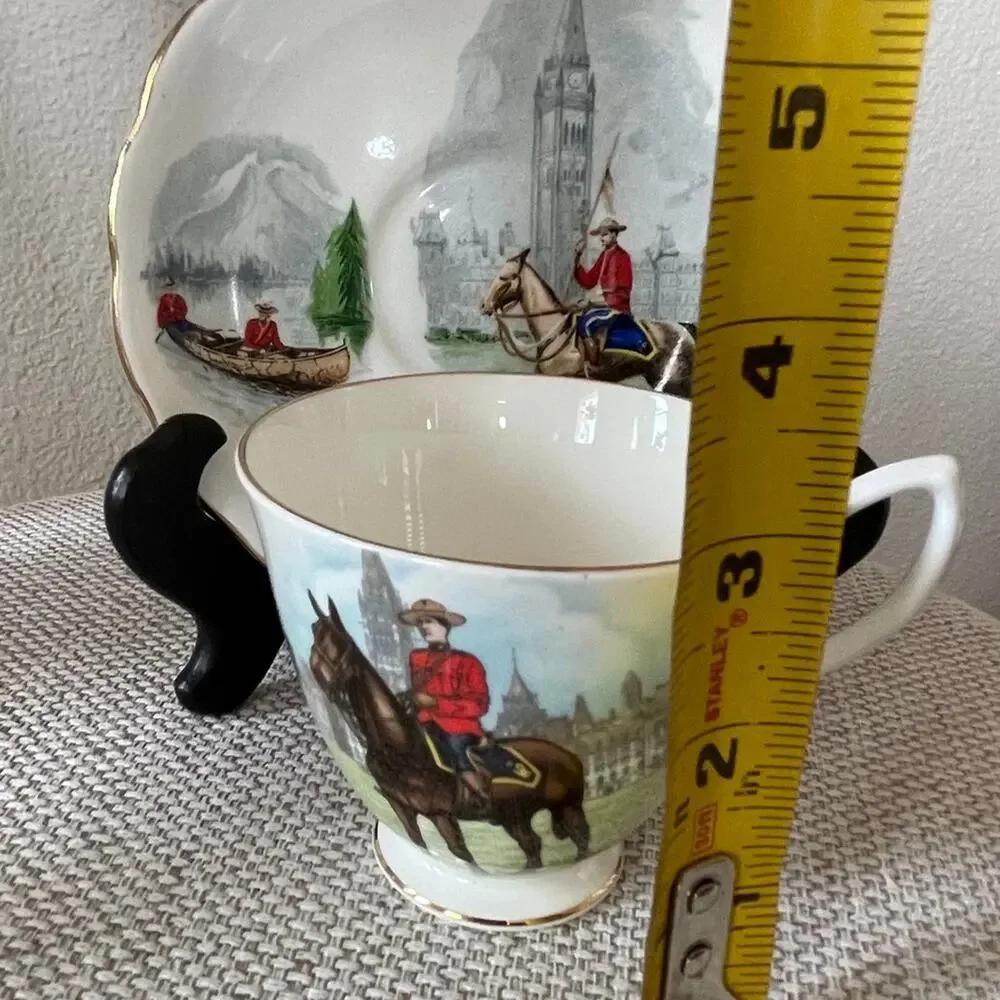 Vintage Rare England Bone China Cup & Saucer Horse Pony RCMP